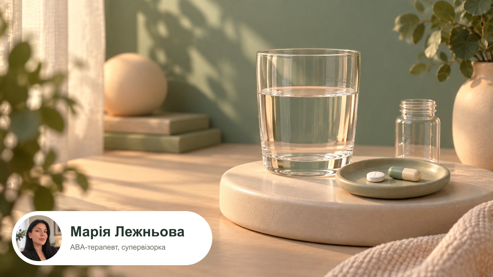 Як навчити дитину пити пігулки — склянка води, пігулка, капсула та портрет Марії Лежньової